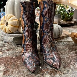 Jeffrey Campbell Siren grey blue tan wine bootie 7.5